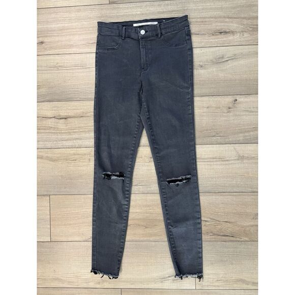 Zara Denim - Zara Trafaluc Denim Makers Womens Slim Skinny Jeans Black Distressed Pockets 8